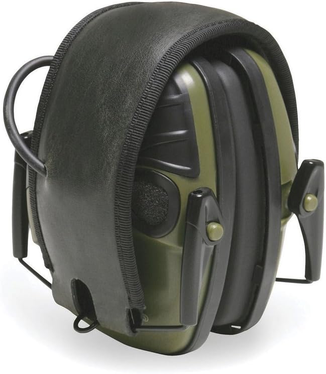 Cascos de protección auditiva plegables en color verde caqui