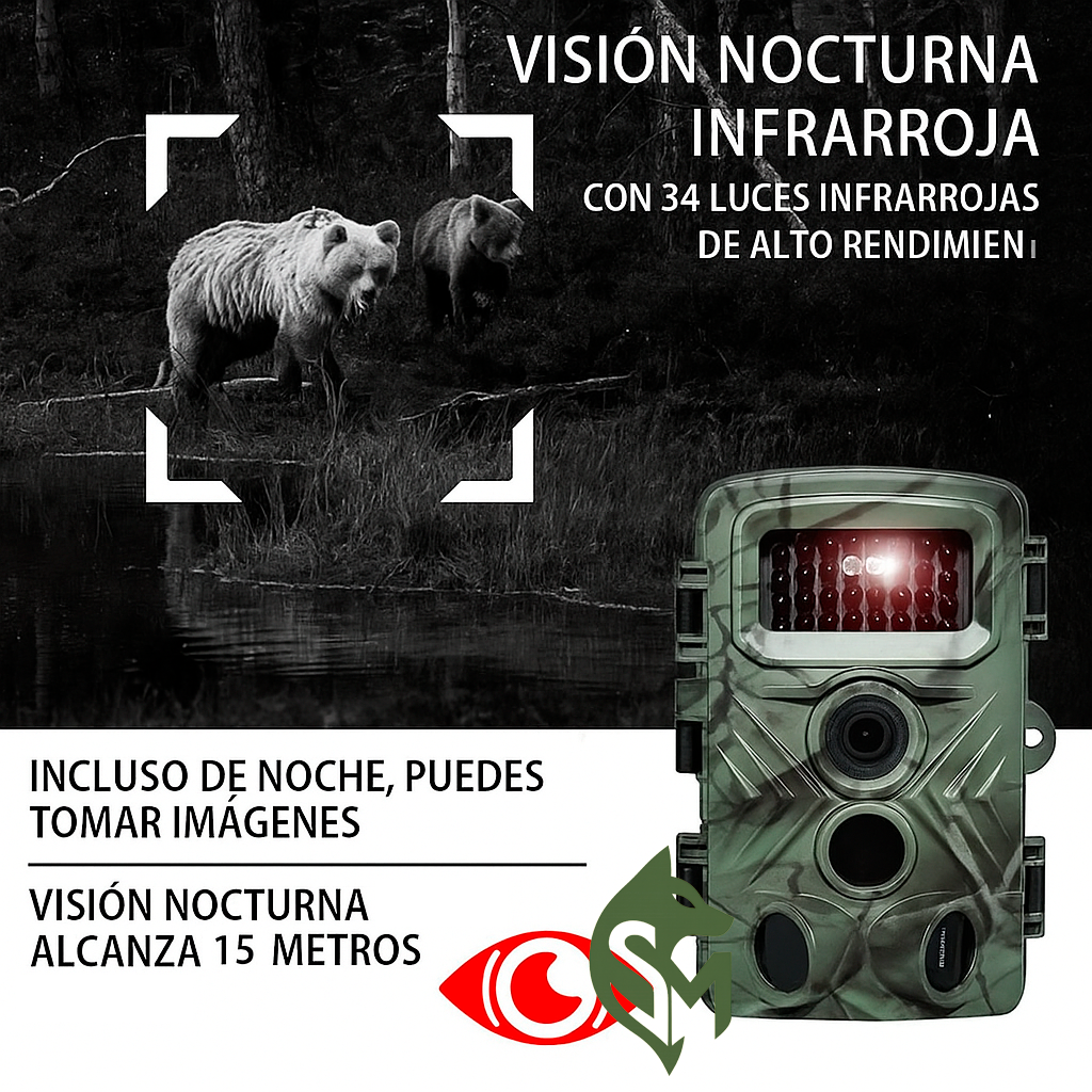 Cámara de Caza 4K – Fototrampeo HD Nocturna con Sensor 130° y 84MP