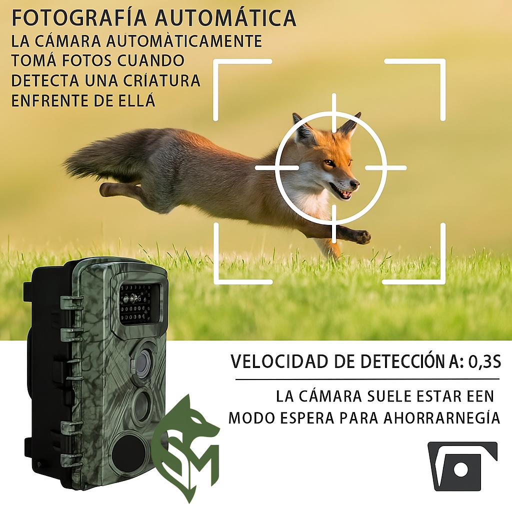 Cámara de Caza 4K – Fototrampeo HD Nocturna con Sensor 130° y 84MP