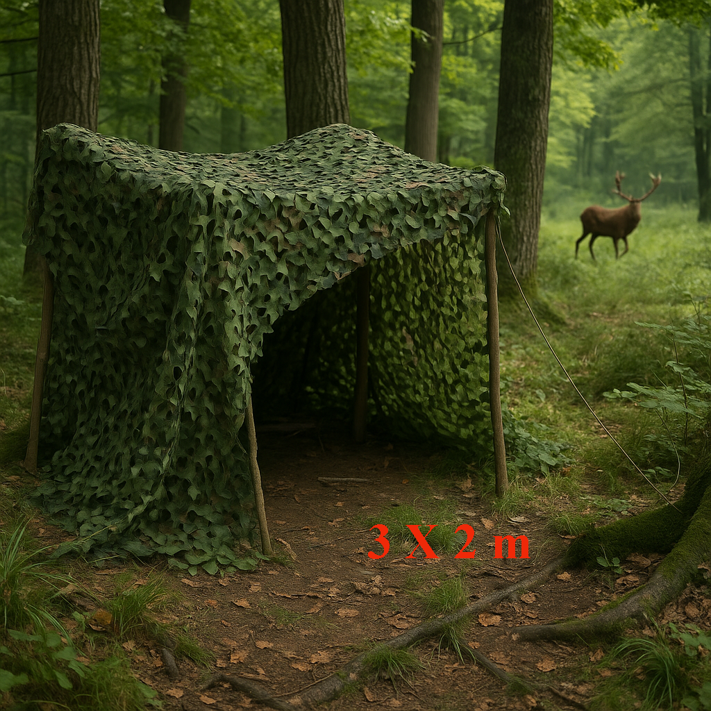 Red de camuflaje 3×2 m verde bosque – para caza, observación y camuflaje natural
