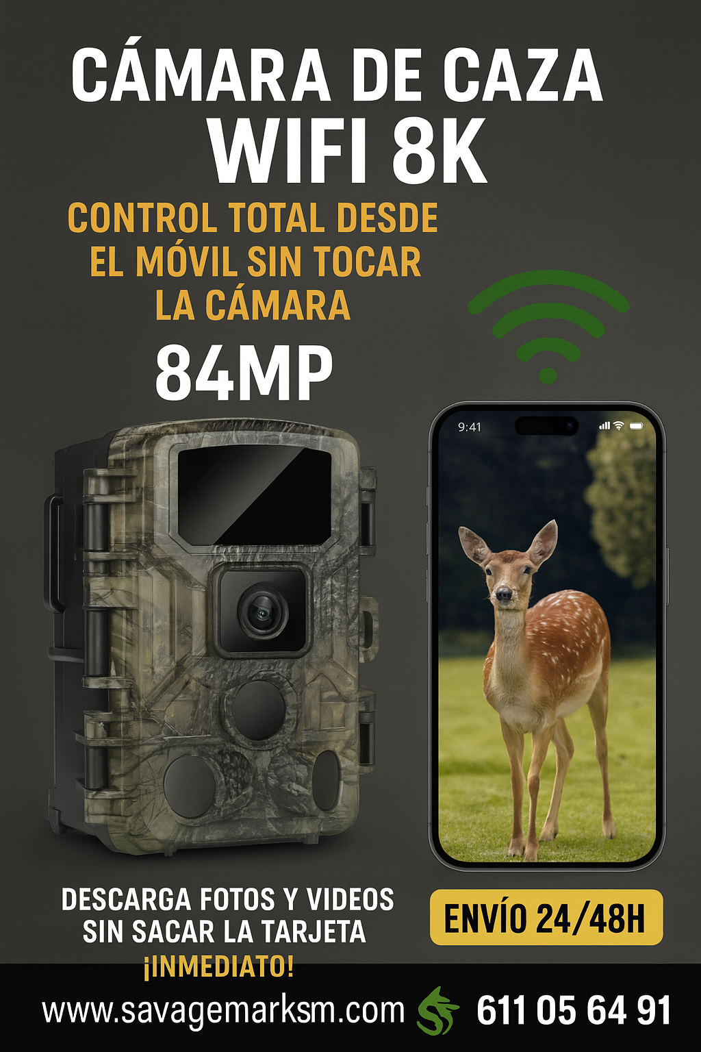 Cámara de caza WiFi KJK 8K con app móvil