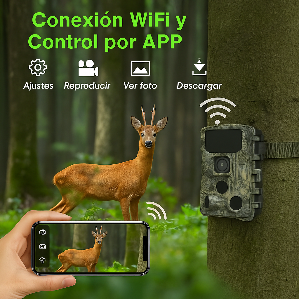 Cámara de fototrampeo WiFi KJK – 8K, 84MP, control remoto por app móvil
