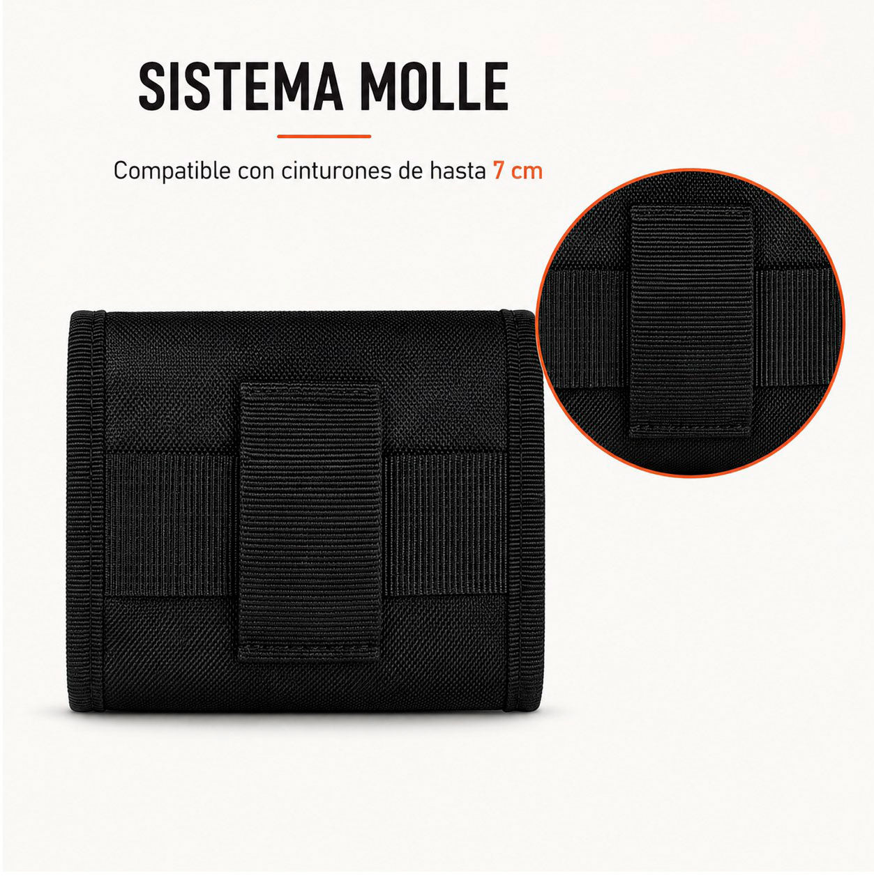 Detalle del sistema MOLLE de la funda portabalas para rifle